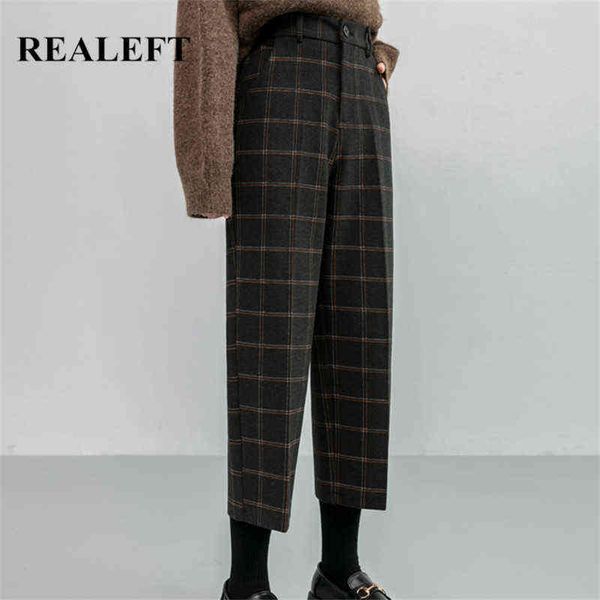 realeft winter vintage plaid woolen pants fashion high waist pockets thicken warm ankle length casual trousers female 211124, Black;white
realeft winter vintage plaid woolen pants fashion high waist pockets thicken warm ankle length casual trousers female 211124, Black;white