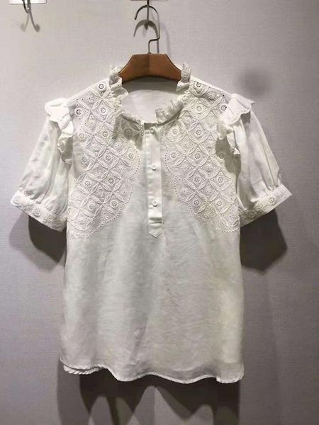women's blouses & shirts brand 2021 summer women vintage embroidery short sleeve casual beige black shirt blusas feminino, White
women's blouses & shirts brand 2021 summer women vintage embroidery short sleeve casual beige black shirt blusas feminino, White