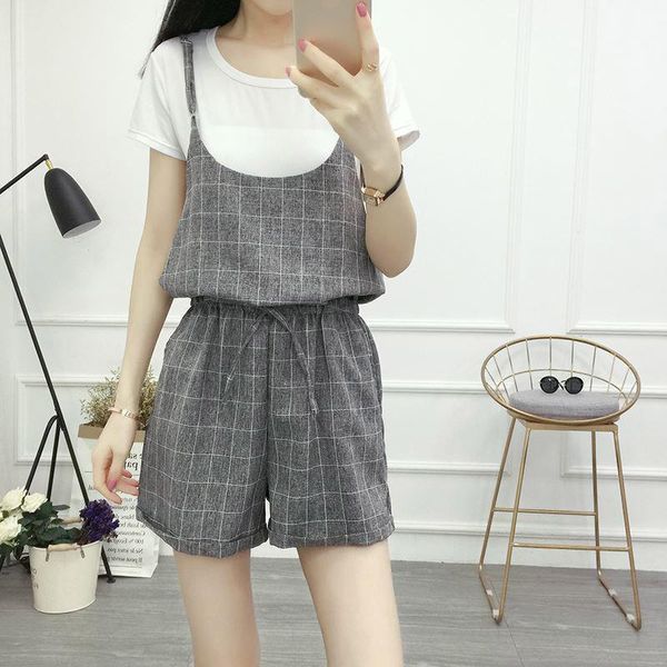women's jumpsuits & rompers women all-match loose overall jumpsuit short high waist plaid without tee mini clothing 2021, Black;white
women's jumpsuits & rompers women all-match loose overall jumpsuit short high waist plaid without tee mini clothing 2021, Black;white