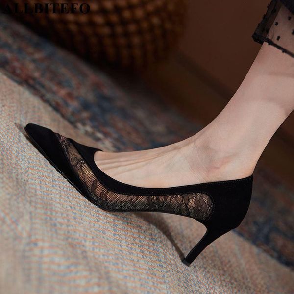 dress shoes allbitefo lace sheepskin suede genuine leather women heels high heel stiletto girls street fashion, Black
dress shoes allbitefo lace sheepskin suede genuine leather women heels high heel stiletto girls street fashion, Black