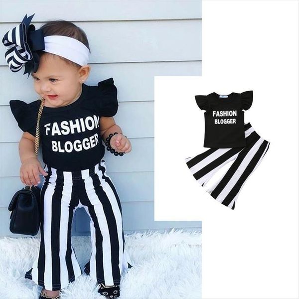 1 6y baby girls clothes set summer toddler casual short petal sleeve striped letter printed black flare pants outfits, White
1 6y baby girls clothes set summer toddler casual short petal sleeve striped letter printed black flare pants outfits, White