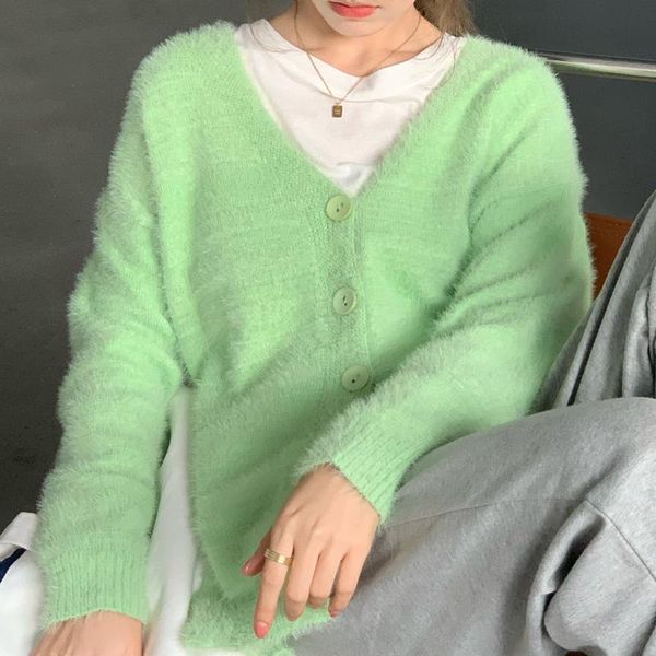 women's knits & tees winter mohair sweater loose-fitting yellow soft warm cardigan jacket, autumn lazy japanese style gentle knit top, White
women's knits & tees winter mohair sweater loose-fitting yellow soft warm cardigan jacket, autumn lazy japanese style gentle knit top, White