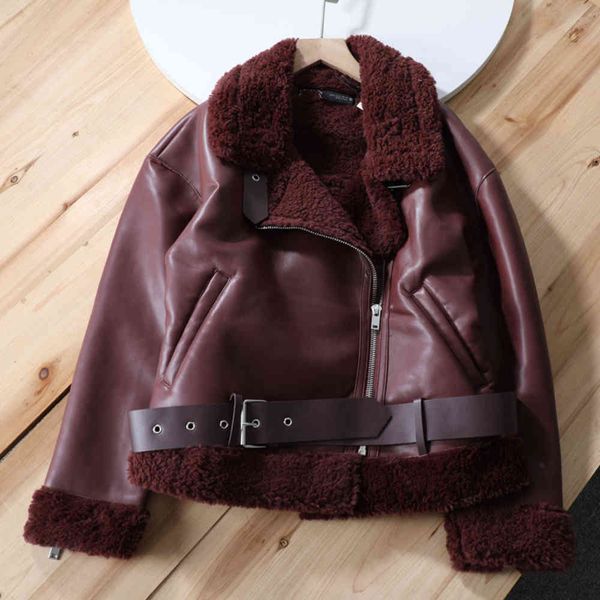 leather jacket high fashion men belt autumn and winter decoration thickened plush long sleeved, Black
leather jacket high fashion men belt autumn and winter decoration thickened plush long sleeved, Black