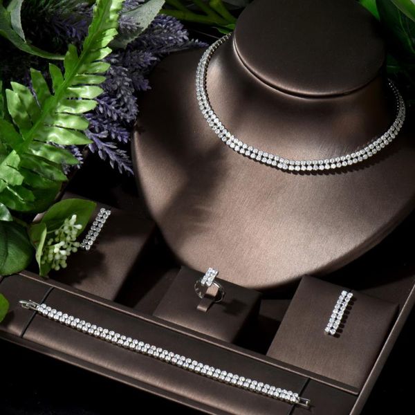 earrings & necklace hibride nigeria luxury 4pcs earring set cz choker design jewelry sets for women bridal wedding party bijoux femme n-420, Silver
earrings & necklace hibride nigeria luxury 4pcs earring set cz choker design jewelry sets for women bridal wedding party bijoux femme n-420, Silver