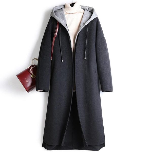 women's wool & blends women winter jacket with 2021 hooded long parkas wide-waisted zipper autumn clothing casacas para mujer invierno, Black
women's wool & blends women winter jacket with 2021 hooded long parkas wide-waisted zipper autumn clothing casacas para mujer invierno, Black