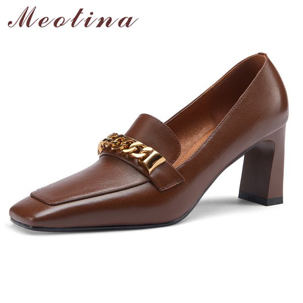 meotina shoes women square toe genuine leather high heel pumps metal decoration chain thick heels footwear ladies brown size 40 210520, Black
meotina shoes women square toe genuine leather high heel pumps metal decoration chain thick heels footwear ladies brown size 40 210520, Black