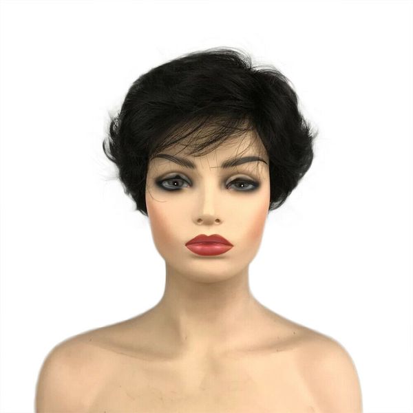 black wavy short syntheic hair wigs costume wig for women