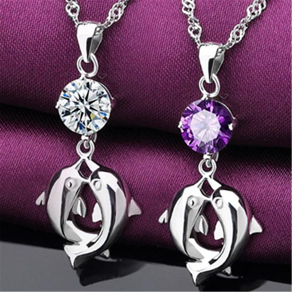 style lady four claw crystal double dolphin dancing pendant luxury women purple zirconia silver color necklace jewelry necklaces
style lady four claw crystal double dolphin dancing pendant luxury women purple zirconia silver color necklace jewelry necklaces