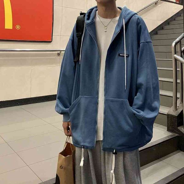 spring autumn sweater men's hooded cardigan korean hip hop loose and versatile, Black
spring autumn sweater men's hooded cardigan korean hip hop loose and versatile, Black