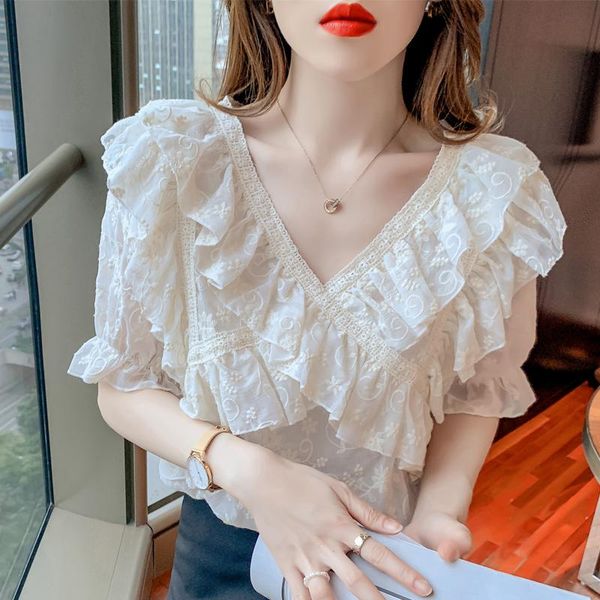 women's blouses & shirts woman plus size for teenage girls summer puff sleeve top, White
women's blouses & shirts woman plus size for teenage girls summer puff sleeve top, White