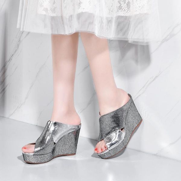 slippers 2021 woman comfy genuine leather cow wedges super high heel with med platform summer leisure women fashion shoes, Black
slippers 2021 woman comfy genuine leather cow wedges super high heel with med platform summer leisure women fashion shoes, Black