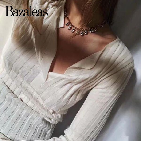 women's sweaters bazaleas chic v neck white knitted pullover vintage sweater cute long sleeve pull femme clothes women, White;black
women's sweaters bazaleas chic v neck white knitted pullover vintage sweater cute long sleeve pull femme clothes women, White;black