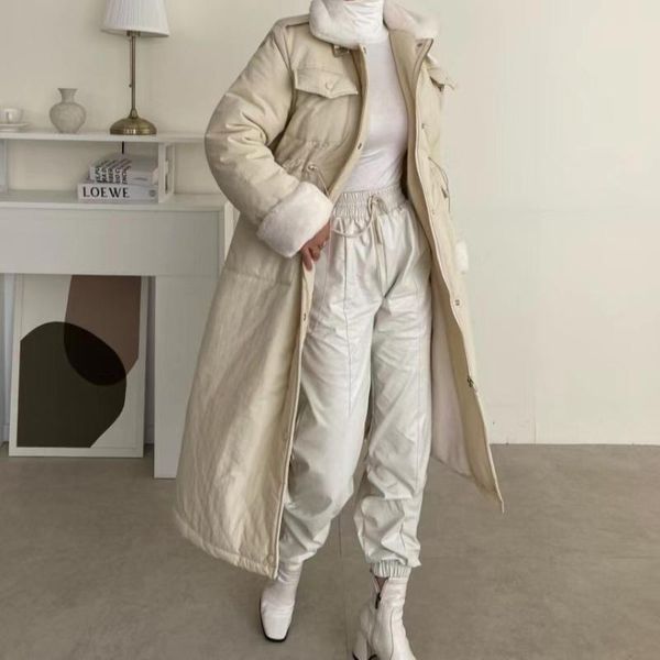 women's trench coats korean retro lapel pocket loose long coat keep warm thickened down solid color stand up collar women casacos acolc, Tan;black
women's trench coats korean retro lapel pocket loose long coat keep warm thickened down solid color stand up collar women casacos acolc, Tan;black