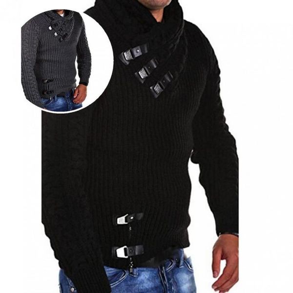 men's sweaters streetwear simple buttons knitting pullover thick men sweater all match for office, White;black
men's sweaters streetwear simple buttons knitting pullover thick men sweater all match for office, White;black