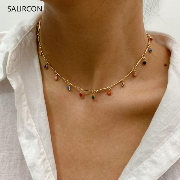 salircon fashion clavicle chain short choker necklace with rainbow beads pendant simple gold color jewelry on the neck for women chokers, Golden;silver
salircon fashion clavicle chain short choker necklace with rainbow beads pendant simple gold color jewelry on the neck for women chokers, Golden;silver