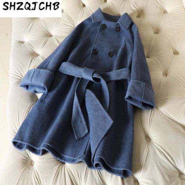 spring 100% wool double sided cashmere coat women's short beige belt woollen overcoat & blends, Black
spring 100% wool double sided cashmere coat women's short beige belt woollen overcoat & blends, Black