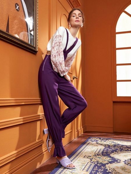 x côlibri ruffle hem solid jumpsuit j9m7#, White 
x côlibri ruffle hem solid jumpsuit j9m7#, White