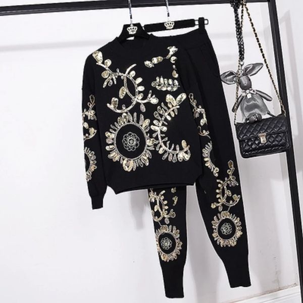 women's tracksuits long-sleeve sweater set, set of two fashion pieces for women, knitted or crocheted, embroidered, with gold leaf, flo, Gray
women's tracksuits long-sleeve sweater set, set of two fashion pieces for women, knitted or crocheted, embroidered, with gold leaf, flo, Gray