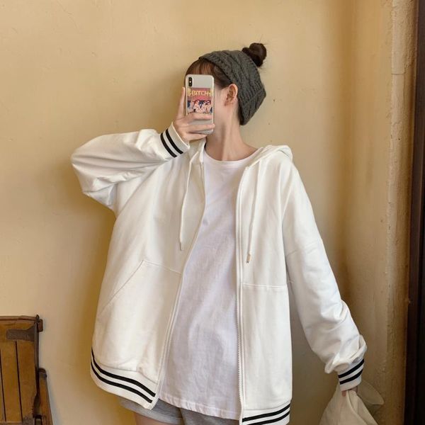 women's hoodies & sweatshirts autumn contrast color hooded sweatshirt women loose zipper drop shoulders long sleeves simple, Black
women's hoodies & sweatshirts autumn contrast color hooded sweatshirt women loose zipper drop shoulders long sleeves simple, Black
