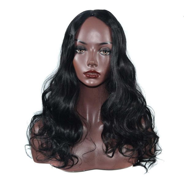 wig long middle big wave curl headgear, Black 
wig long middle big wave curl headgear, Black