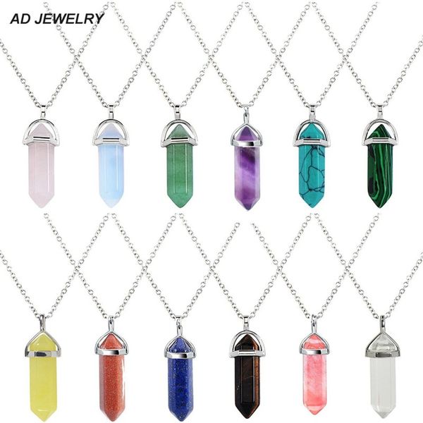 natural hexagonal column crystal agate pendant necklace fashion amulet jewelry for men women, Silver
natural hexagonal column crystal agate pendant necklace fashion amulet jewelry for men women, Silver