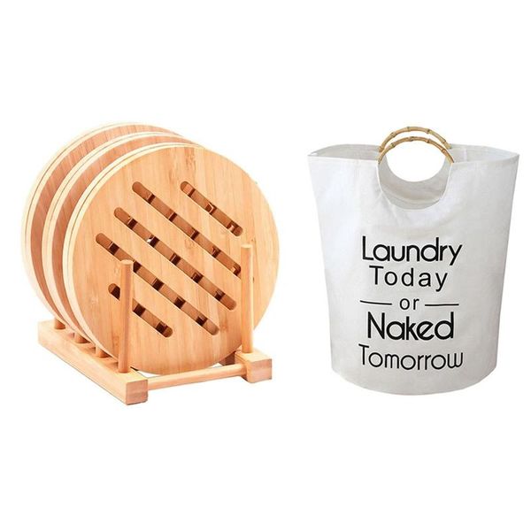laundry basket cotton clothes storage bag dirty white & bamboo trivet mat kit, heat-proof organization
laundry basket cotton clothes storage bag dirty white & bamboo trivet mat kit, heat-proof organization