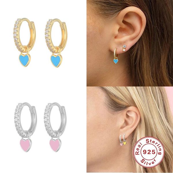 hoop & huggie 925 sterling silver earrings with cute candy neon color enamel heart charm drop earring gold for girls, Golden;silver
hoop & huggie 925 sterling silver earrings with cute candy neon color enamel heart charm drop earring gold for girls, Golden;silver