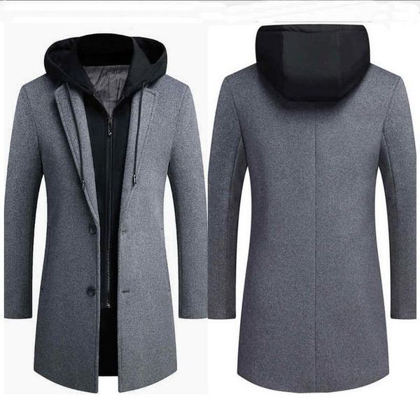 men's wool & blends men brand blend fashion winter warm thick woolen coat mid-length removable hat double collar jacket, Black
men's wool & blends men brand blend fashion winter warm thick woolen coat mid-length removable hat double collar jacket, Black