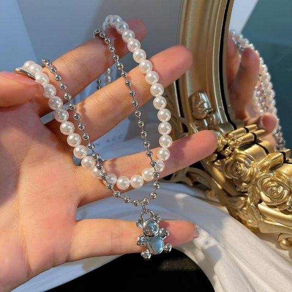 pendant necklaces 2021 vintage imitation pearls necklace for women short chain cartoon bear friends fashion jewelry party gifts, Silver
pendant necklaces 2021 vintage imitation pearls necklace for women short chain cartoon bear friends fashion jewelry party gifts, Silver
