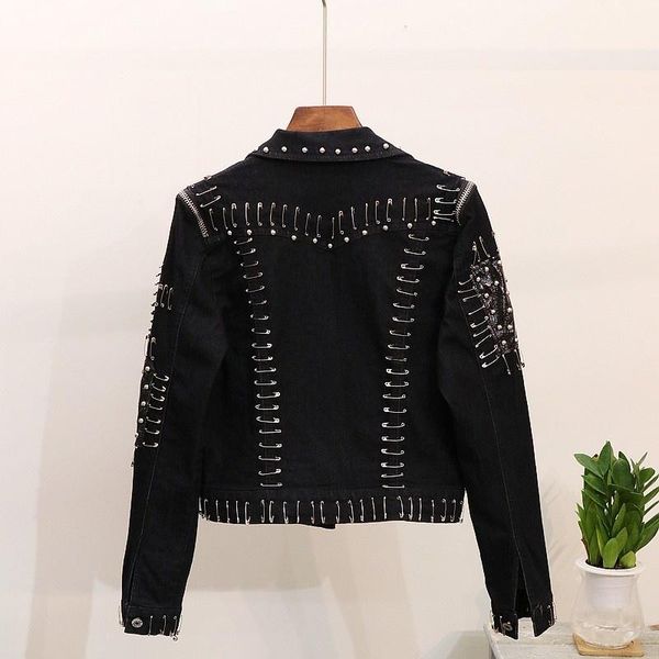 women's jackets spring long sleeve punk rivet brooch zipper womens jeans short coats single breasted lapel slim fit female denim, Black;brown
women's jackets spring long sleeve punk rivet brooch zipper womens jeans short coats single breasted lapel slim fit female denim, Black;brown