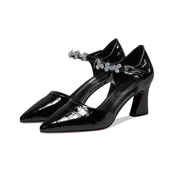dress shoes genuine leather women's spring metal buckle high heels pumps 2021 working party woman heel, Black
dress shoes genuine leather women's spring metal buckle high heels pumps 2021 working party woman heel, Black