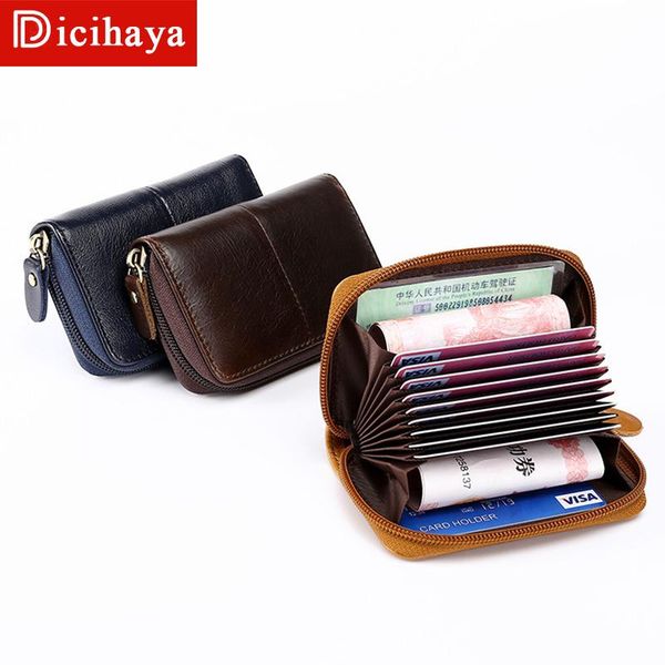 card holders dicihaya cow leather business holder men zipper blue/brown wallet male 2021 retro bank/id/, Brown;gray
card holders dicihaya cow leather business holder men zipper blue/brown wallet male 2021 retro bank/id/, Brown;gray