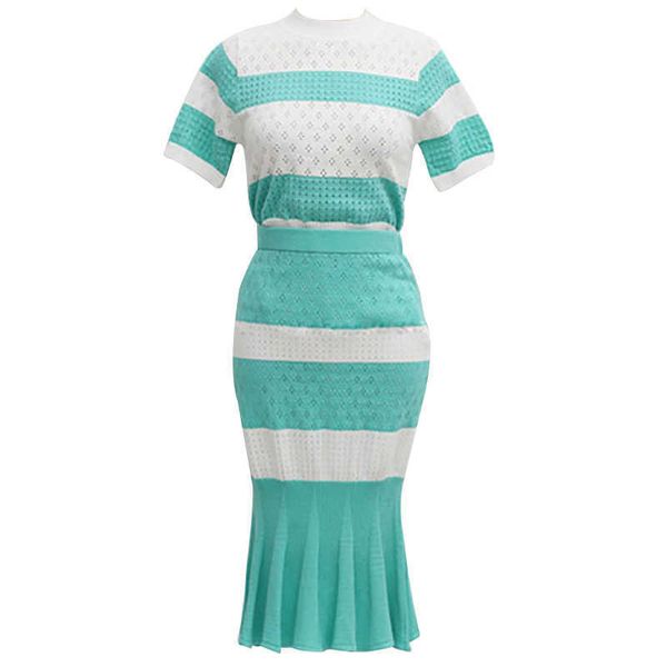 perhaps u green striped patchwork knitted o neck short sleeve elastic waist mermaid knee length skirt two piece set t0161 210529, White
perhaps u green striped patchwork knitted o neck short sleeve elastic waist mermaid knee length skirt two piece set t0161 210529, White