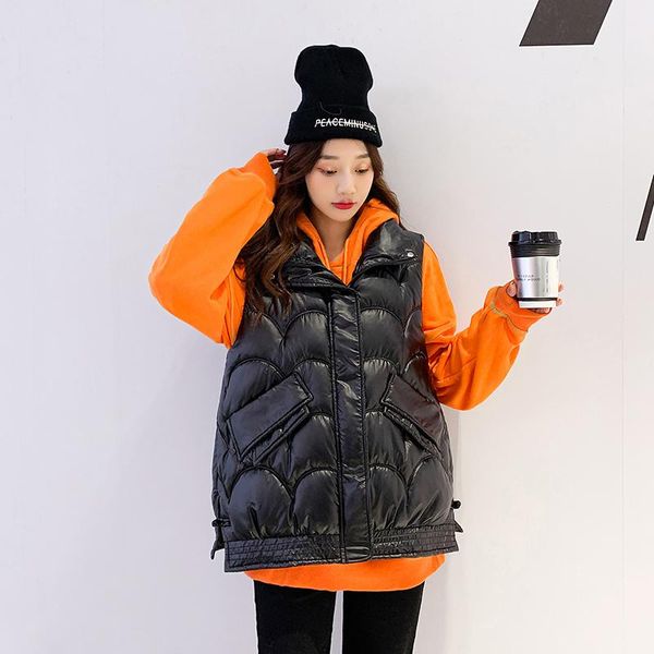 women's vests sleeveless jacket solid stand collar thick ladies casual autumn winter vest quilted fashion waistcoat for female 2021, Black;white
women's vests sleeveless jacket solid stand collar thick ladies casual autumn winter vest quilted fashion waistcoat for female 2021, Black;white