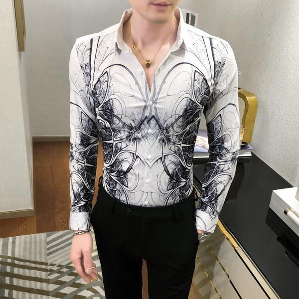 black white luxury men flower shirt fashion spring floral korean slim fit casual social long sleeve night club men's shirts, White;black
black white luxury men flower shirt fashion spring floral korean slim fit casual social long sleeve night club men's shirts, White;black