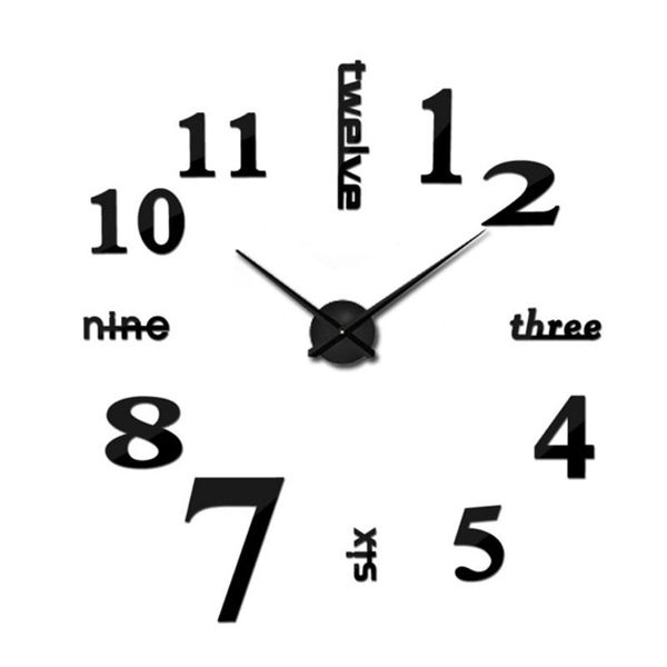 wall clocks 3d clock mirror stickers silent battery operated non-ticking diy art decal home decor for kitchen