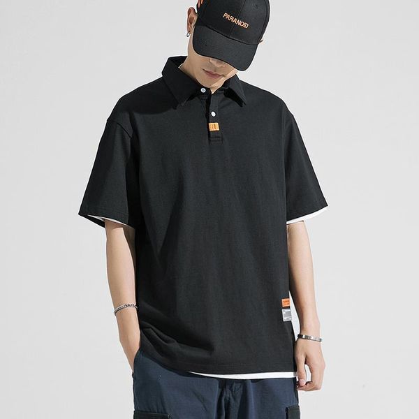 men's polos cotton square collar shirt boys short sleeves casual loose logo large solid color t, White;black
men's polos cotton square collar shirt boys short sleeves casual loose logo large solid color t, White;black