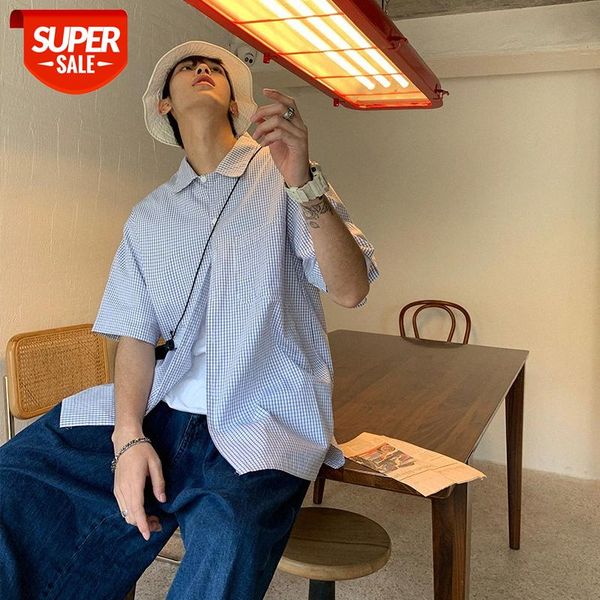 college style small fresh plaid shirt men's summer loose cotton #ep64, White;black
college style small fresh plaid shirt men's summer loose cotton #ep64, White;black