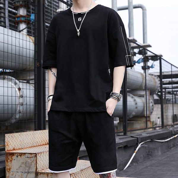 men's tracksuits summer suit men 2021 casual simple fashion short-sleeved cotton t-shirt shorts sports mens clothes, Gray
men's tracksuits summer suit men 2021 casual simple fashion short-sleeved cotton t-shirt shorts sports mens clothes, Gray