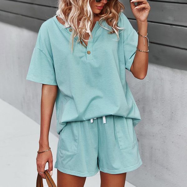 women's tracksuits v-neck short sleeve shorts set est ladies fashion round neck button pure color sport lace casual suit, Gray
women's tracksuits v-neck short sleeve shorts set est ladies fashion round neck button pure color sport lace casual suit, Gray