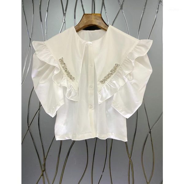 women's blouses & shirts beaded puff sleeved women summer 2021 short empired slim loose elegant office lady outwear, White
women's blouses & shirts beaded puff sleeved women summer 2021 short empired slim loose elegant office lady outwear, White