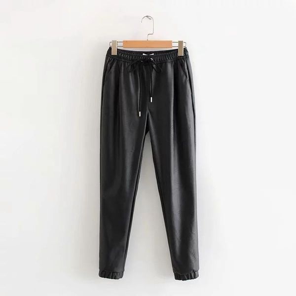 women's pants & capris pinkou women chic pu leather elastic waist drawstring tie autumn winter female trousers mujer ka86, Black;white
women's pants & capris pinkou women chic pu leather elastic waist drawstring tie autumn winter female trousers mujer ka86, Black;white
