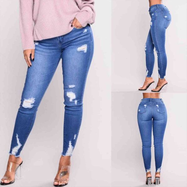 ladieshigh waist with holes in women jean elasticity and small feet casual all seasons pants for, Blue
ladieshigh waist with holes in women jean elasticity and small feet casual all seasons pants for, Blue