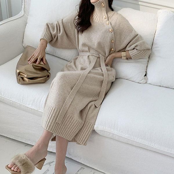 casual dresses stylish autumn winter turtleneck buttons women knitted dress elegant long sleeve lace-up female thicken warm, Black;gray
casual dresses stylish autumn winter turtleneck buttons women knitted dress elegant long sleeve lace-up female thicken warm, Black;gray