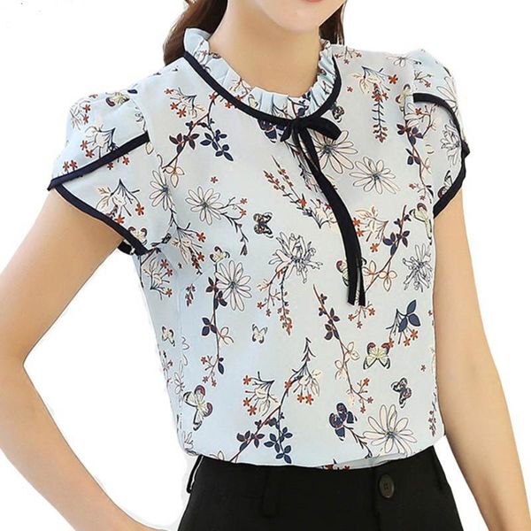 women chiffon shirt floral print slim up blouse short ruffle sleeve loose female casual for daily office summer work shirts, White
women chiffon shirt floral print slim up blouse short ruffle sleeve loose female casual for daily office summer work shirts, White