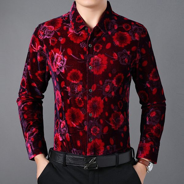 velvet print shirts men long sleeve casual floral print dress shirt mens work business camisas oversized flower chemise homme 210524, White;black
velvet print shirts men long sleeve casual floral print dress shirt mens work business camisas oversized flower chemise homme 210524, White;black