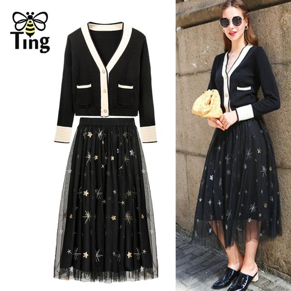 vintage elegant knitted sweater cardigans & sequines embroidery mesh skirts women sets fashion street 2 pcs outfits 210513, White
vintage elegant knitted sweater cardigans & sequines embroidery mesh skirts women sets fashion street 2 pcs outfits 210513, White