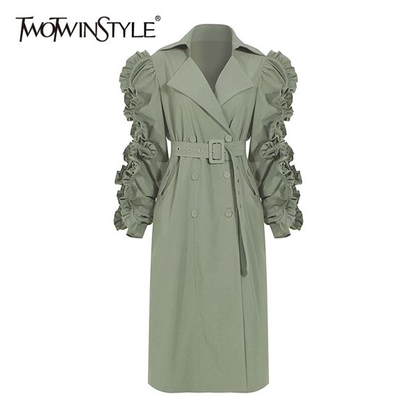 twotwinstyle patchwork ruffle ruched casual windbreaker for women lapel long sleeve high waist sashes black trench female 210812, Tan;black
twotwinstyle patchwork ruffle ruched casual windbreaker for women lapel long sleeve high waist sashes black trench female 210812, Tan;black