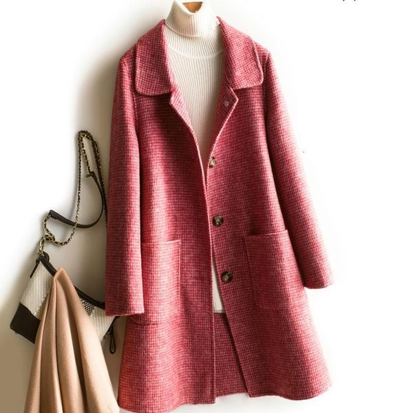 women's wool & blends cashmere jacket fashion plaid double-faced coat long suit collar single-breasted autumn winter woolen a551, Black
women's wool & blends cashmere jacket fashion plaid double-faced coat long suit collar single-breasted autumn winter woolen a551, Black