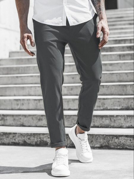 men solid tapered pants n9nf#, Black